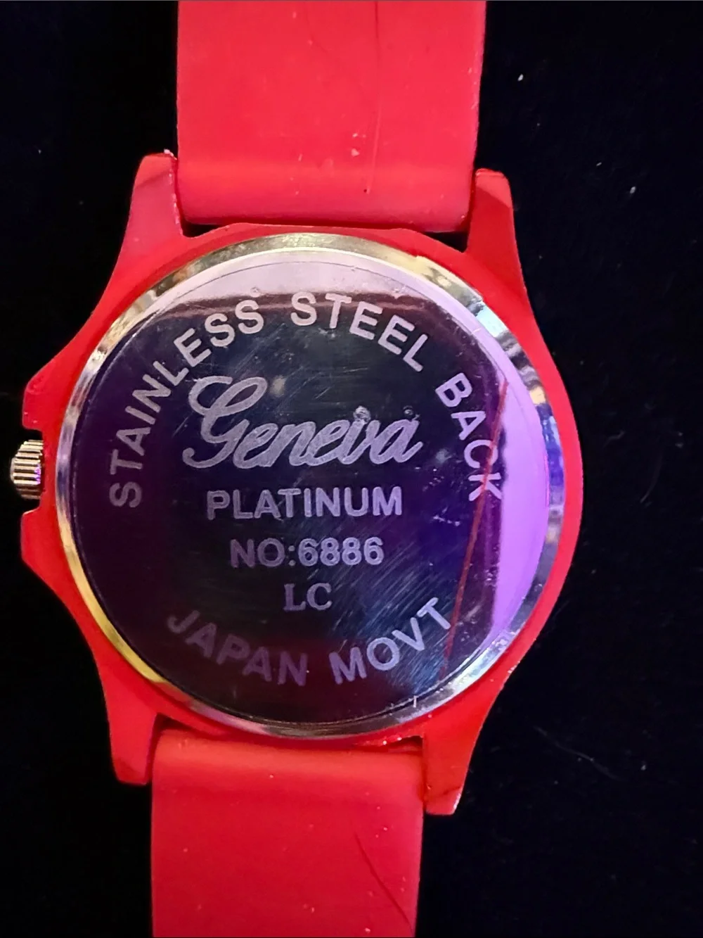 Red Silicone Strap Analog Watch with crystals new never used